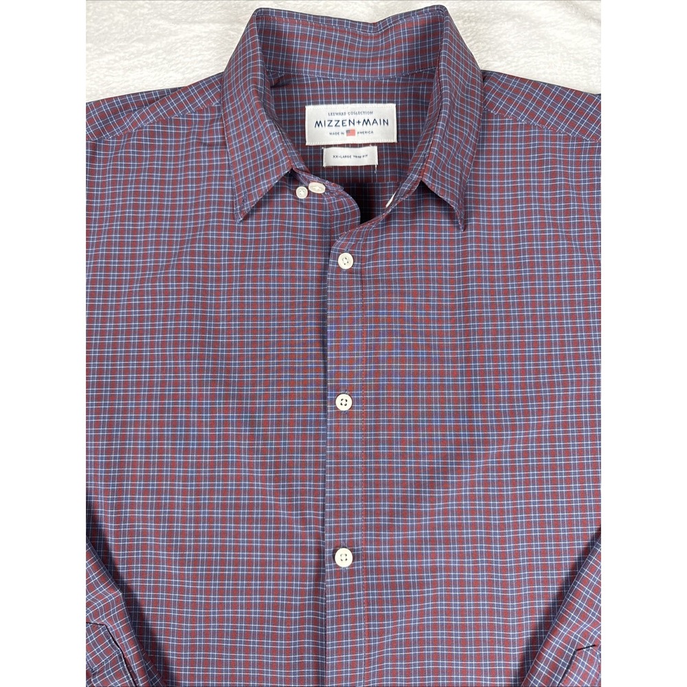 Mizzen + Main Leeward Trim Fit Stretch Striped Button Up Shirt Men's XXL